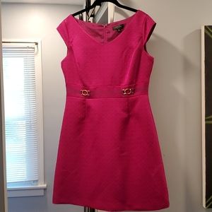 Tahari by Arthur S. Levine Textured Belted Waisted Sleeveless Petite Dress
